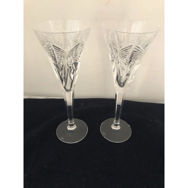 Waterford Crystal 1990s Waterford Crystal Happiness Champagne Flutes- a Pair For Sale - Image 4 of 8