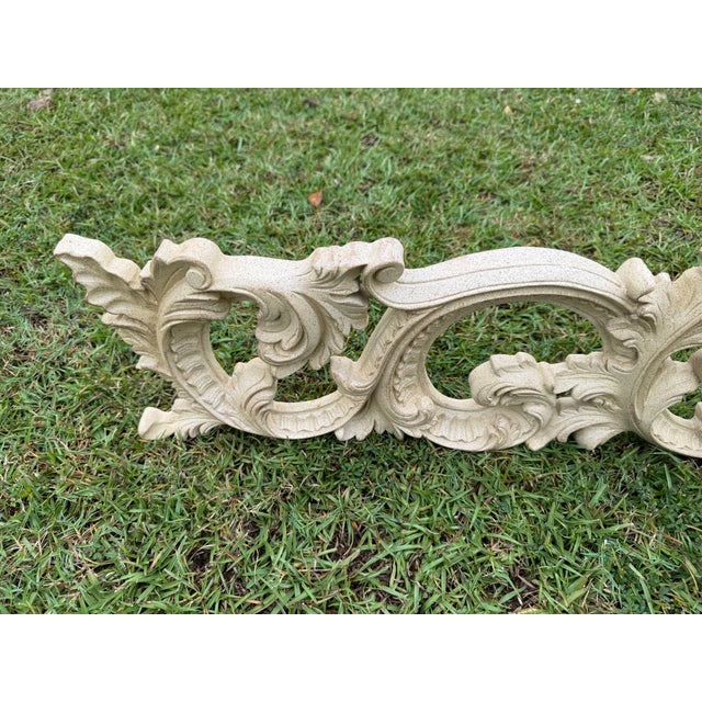 Wood 1970s Vintage 64 Inch Baroque Overdoor Wall Pediment Large Shell Scroll Frieze Header For Sale - Image 7 of 17