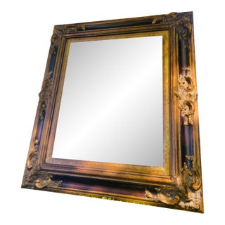 Ornate Vintage Mirror | Vertical or Horizontal | Wood Grain & Gold Resin For Sale