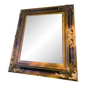 Ornate Vintage Mirror | Vertical or Horizontal | Wood Grain & Gold Resin