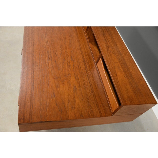 1973 Peter Lovig Signed Teak Flip Top Desk For Sale - Image 11 of 13