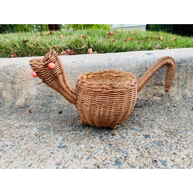 Mid Century Wicker Cat Basket Chairish