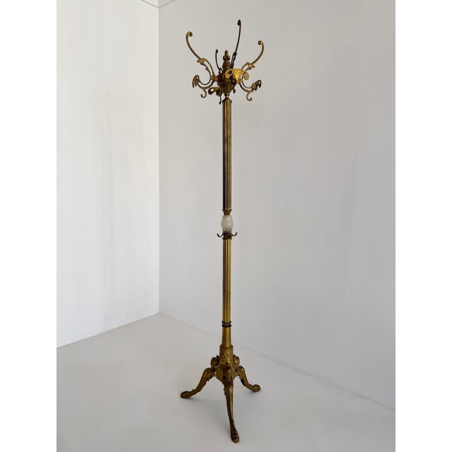 Gold Vintage Italian Brass Coat Rack with Onyx Marble Centrepiece, 1960s For Sale - Image 8 of 18