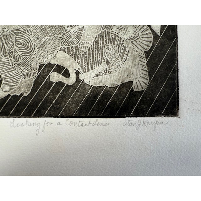 Paper "Looking for a Contact Lens", Abstract Expressionist, Woodblock Print, Artist Stanley J. Krupa For Sale - Image 7 of 9