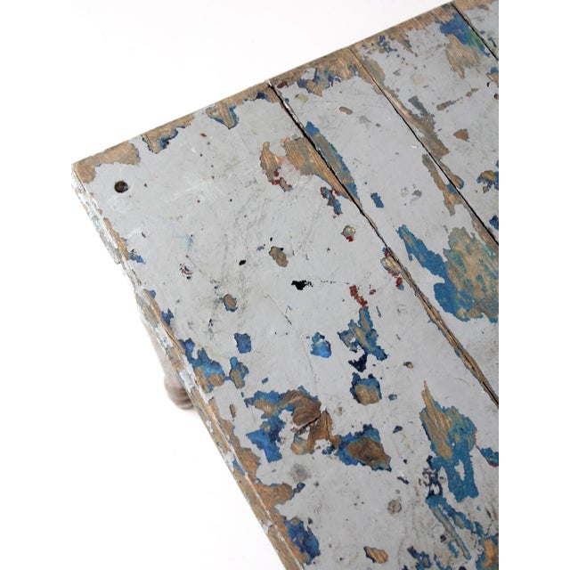 Farmhouse Antique Painted Farmhouse Work Table For Sale - Image 3 of 18