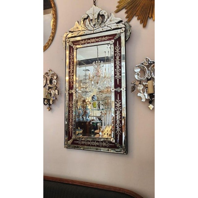 Early 20th Century Venetian Red Border Mirror For Sale - Image 4 of 10