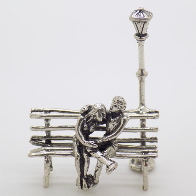 Vintage Italian Handmade Silver Lovers on Bench Figurine, Tuscany, Italy, 1980s For Sale - Image 11 of 11