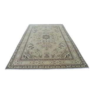 1940s Antique Persian Large Beige Natural Wool Rug For Sale