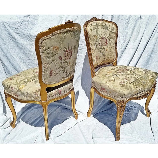 19th Century French Louis XV Style Gilt Salon Side Chairs, a Pair ...