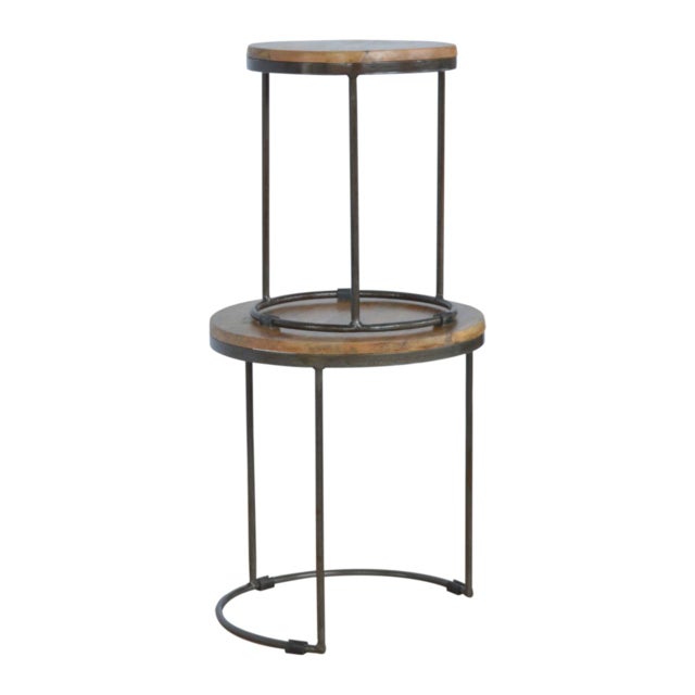 Industrial Industrial Solid Wood Nesting Stools (2 Pcs) For Sale - Image 3 of 8