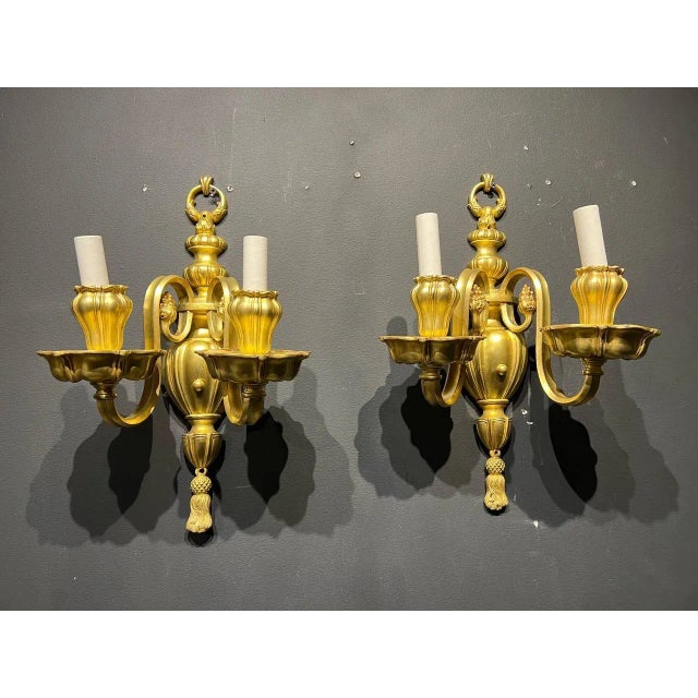 Edward F. Caldwell & Co. 1920s Caldwell Gilt Bronze Sconces For Sale - Image 4 of 8