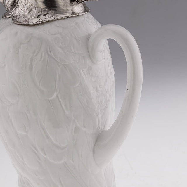 Antique Cockatoo Silver and Porcelain Claret Jug from Asprey & Co, 1912 For Sale - Image 6 of 18
