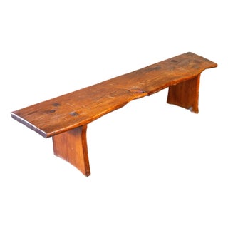 1970s Mid-Century Modern Live Edge Solid Wood Bench For Sale