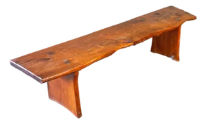 1970s Mid-Century Modern Live Edge Solid Wood Bench