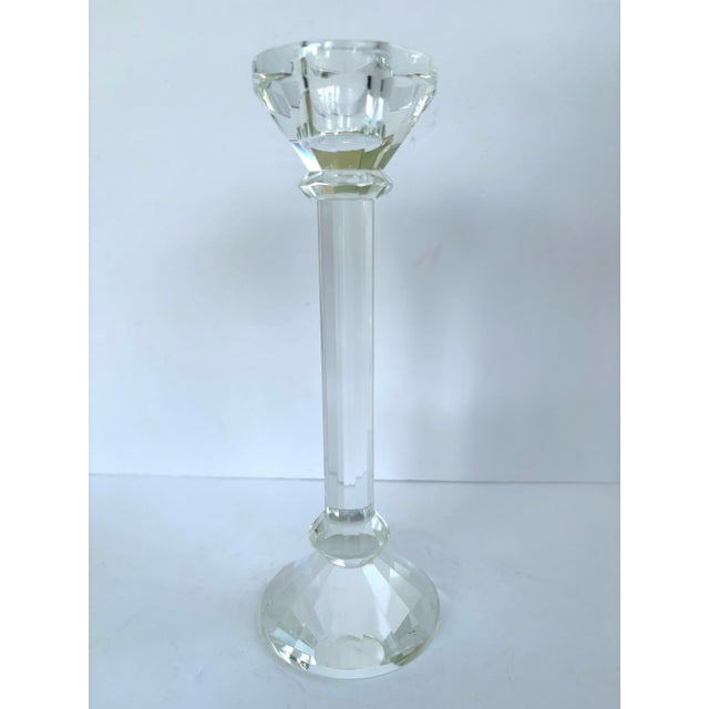 Transparent Contemporary Faceted Crystal Glass Candlesticks, Set of 3 For Sale - Image 8 of 10