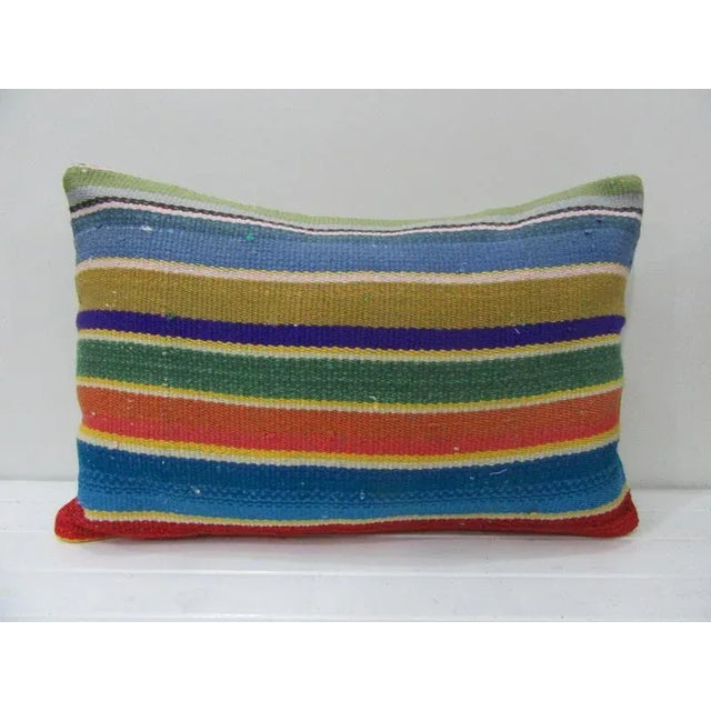 Colorful Striped Decorative Kilim Pillow For Sale - Image 4 of 4