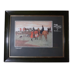 Lionel D. Edwards Fox-Hunting Sporting Print 1903 - The Cuetown Hunt - The Finish- Pocket, Framed