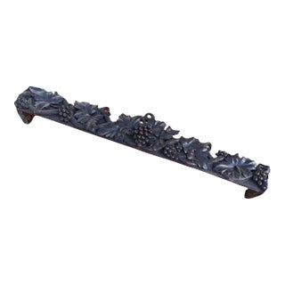 Early 1900s Black Forest Carved Wood Cornice, Grape Relief For Sale