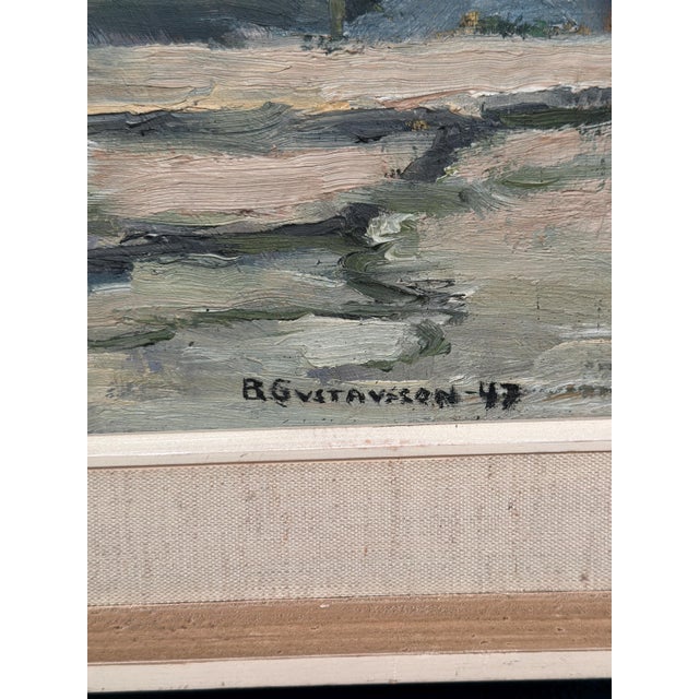 B. Gustavson, Urban Landscape, 1947, Oil on Panel, Framed For Sale - Image 17 of 18