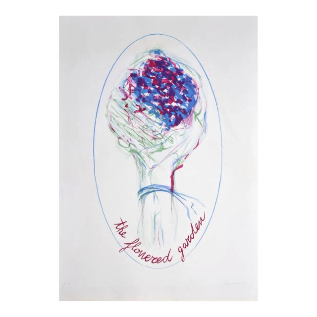 Ernesto Treccani, Flowered Garden, Lithograph, 1975 For Sale