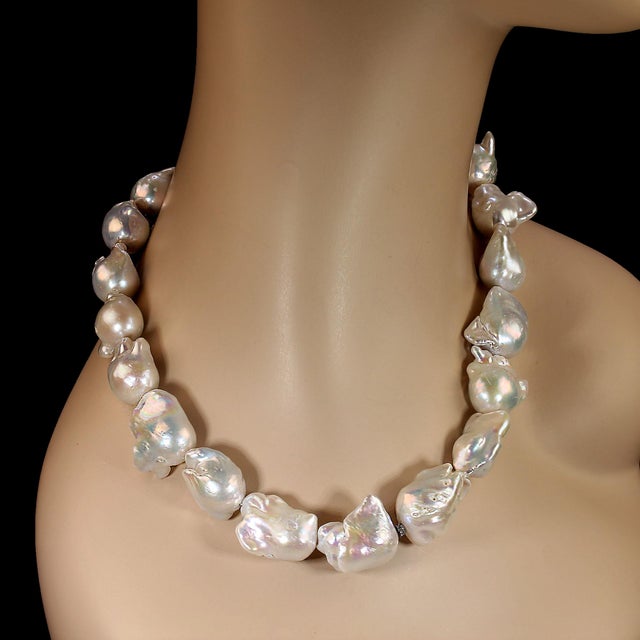 Traditional Ajd 18 Inch Magnificent White Baroque Pearl Necklace For Sale - Image 3 of 6