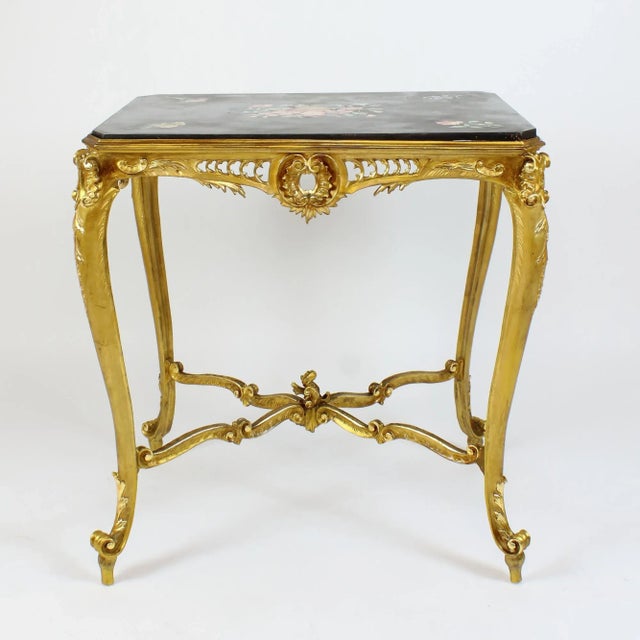 Louis XV Gilded Salon Table with Scagliola Top, France, 1860s For Sale - Image 3 of 18