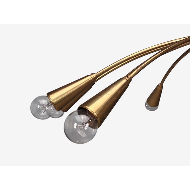 1960s Style After j.t. Kalmar Mid Century Modern Spider Flushmount Chandelier, Brass For Sale - Image 10 of 12