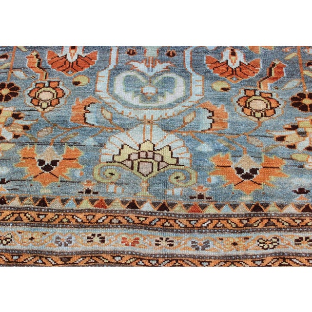 Blue Antique Persian Malayer Rug With a Blue Field and Stylized Floral Design 3'4 X 4'11 For Sale - Image 8 of 12