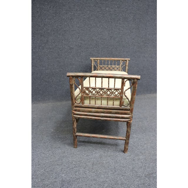 Wood Paint Decorated Bamboo Window Seat For Sale - Image 7 of 9