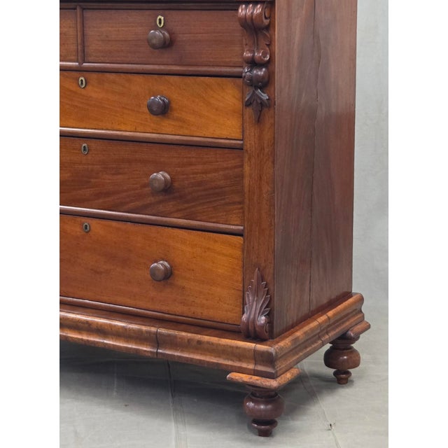 Antique 19th Century Flame Mahogany High Victorian Scotch Chest For Sale - Image 4 of 17