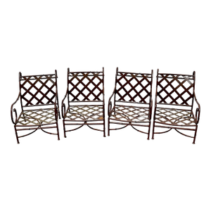 Late 20th Century Lane Venture Faux Tortoise Shell Patio Garden Arm Chairs - Set of 4