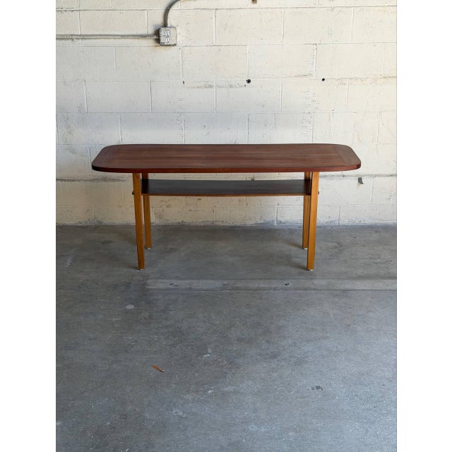 Danish Mid Century Modern Teak Coffee Table With Lower Shelf 1960s For Sale - Image 4 of 9