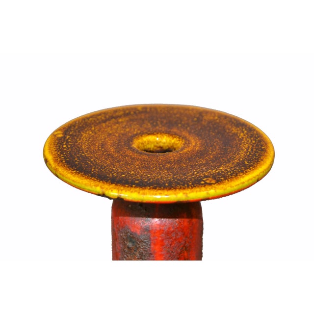 Mid-Century Modern Mid-Century Modern Tall Raymor Yellow Red Ceramic Vase Italy For Sale - Image 3 of 12