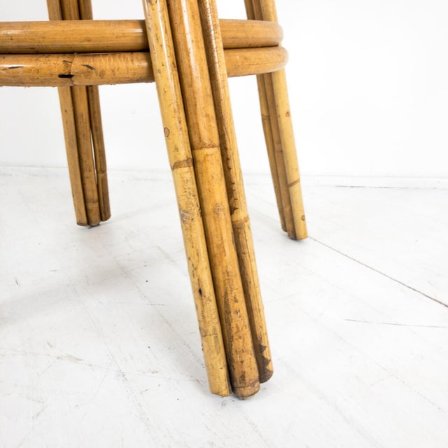 Beige Vintage Bamboo Bar Stool For Sale - Image 8 of 10