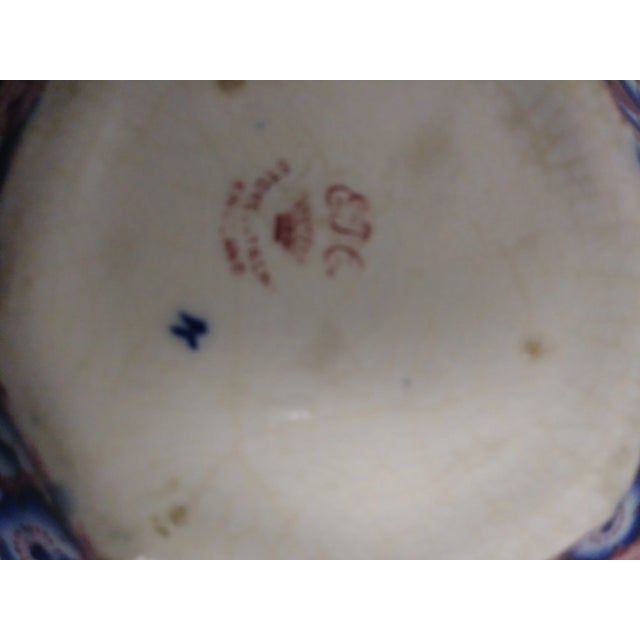 1950's Stoke on Trent Majolica 8-Sided Blue Floral Lusterware Bowl For Sale - Image 6 of 7