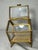 Antique Gold Gilded Brass Beveled Glass Velour Jewelry Casket Jar Box Display For Sale - Image 9 of 12