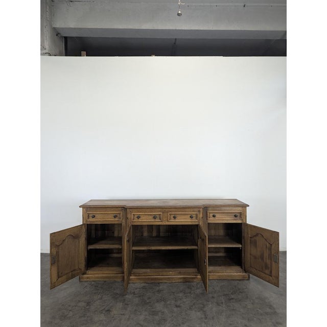 Rustic Neo-Rustic Buffet in Carved Oak For Sale - Image 3 of 8