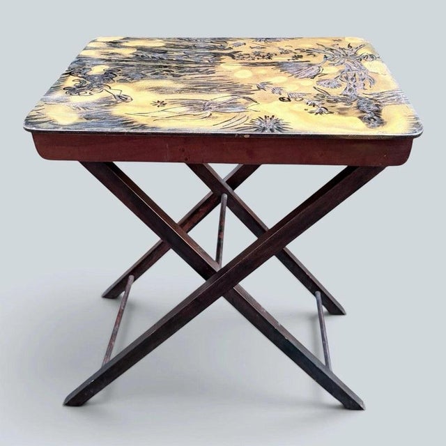 Antique Japanese Chinoiserie Folding Occasional Side Table For Sale - Image 3 of 7