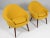 Hans Olsen. Pair of lounge chairs new upholstered with yellow Hallingdal from Kvadrat. Legs of teak. Made in the 1960s....
