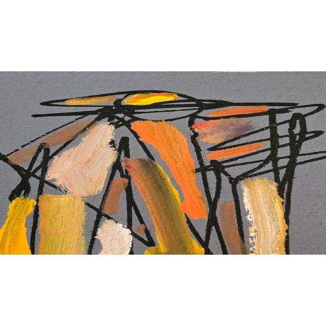 1990s Acrylic Painting With India Ink on Stretched Canvas by Brazilian Artist Fernando Duarte Modern Art For Sale - Image 4 of 11