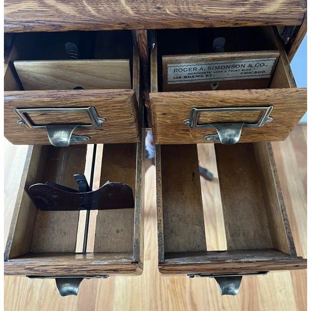 1910s Antique Yawman & Erbe Oak 4 Drawer Library Card File