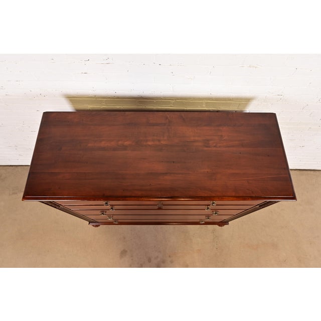 Ethan Allen British Colonial Carved Maple Chest of Drawers For Sale - Image 12 of 16