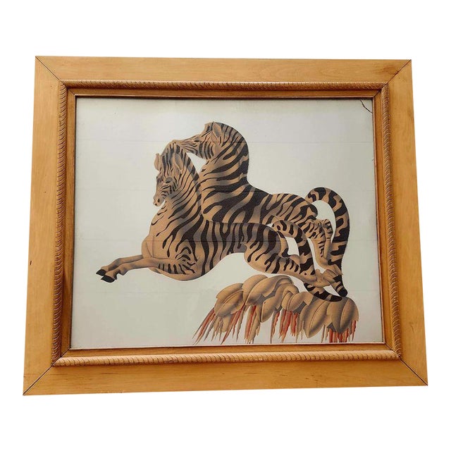 1930s Art Deco Zebra Print Framed Signed For Sale