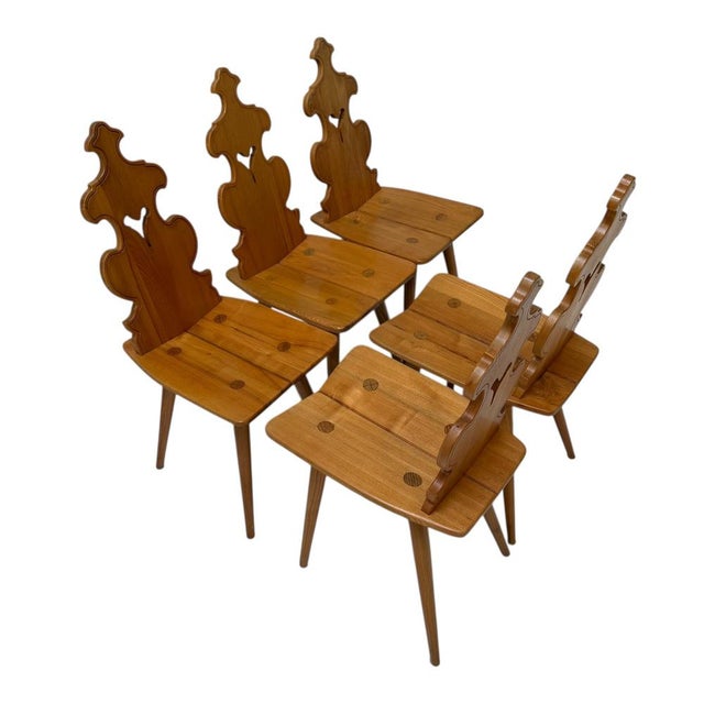 Brutalist Brutalist Tyrolean Chairs, 1970s, Set of 5 For Sale - Image 3 of 10