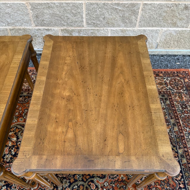 1960s 1960s Heritage Furniture French Louis XVI Golden Walnut Nesting Side Tables - Set of 4 For Sale - Image 5 of 17