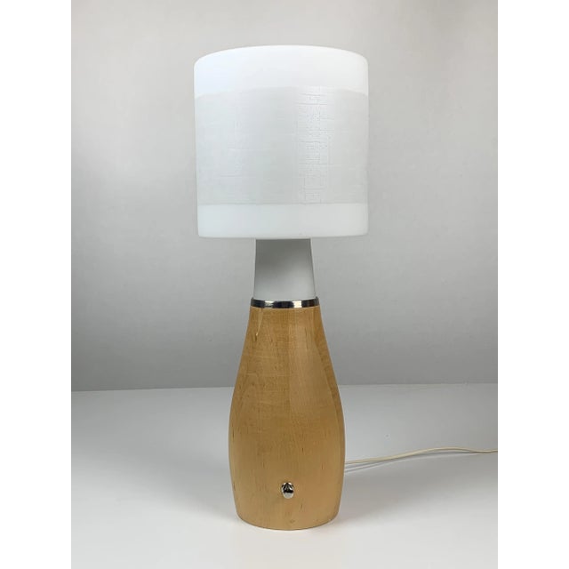 Scandinavian Space Age Teak and Opaline Table Lamp For Sale - Image 12 of 12