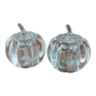 Vintage Shannon Crystal Pumpkin Salt and Pepper Shaker Set For Sale