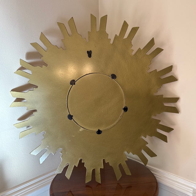 Vintage Gilded Gold Sunburst Wall Mirror For Sale - Image 9 of 9
