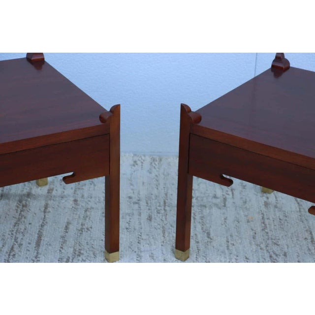 Wood Edmond J. Spence Single Drawer Walnut End Tables - A Pair For Sale - Image 7 of 13