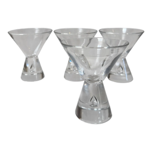 1950s Set of 4 Steuben Art Deco Crystal Trumpet Cocktail Stems